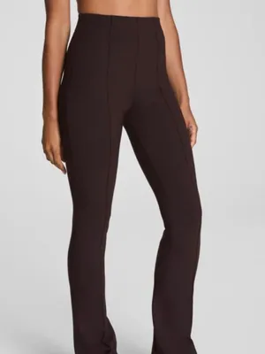 NWT SPANX Supersmooth PerfectFit Ponte Micro Flare Pants Truffle Brown high rise thumbnail 7