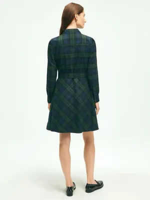 Brooks Brothers Brushed Cotton Flannel A Line Shirt Dress Navy Green Plaid 4 thumbnail 2