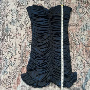Lucy in the Sky Metallic Ruched Strapless Dress in Navy Size Medium thumbnail 6