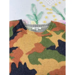 Madewell Merino Wool Camo Bell Sleeve Sweater Womens Small Green‎ Orange G2348 thumbnail 5