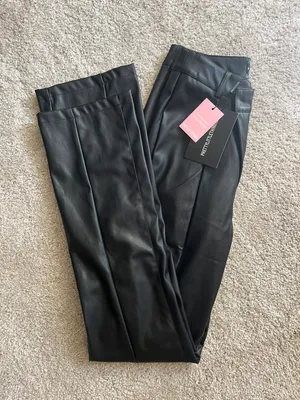 Pretty Little Thing Asymmetrical Waist Leather Pants thumbnail 2