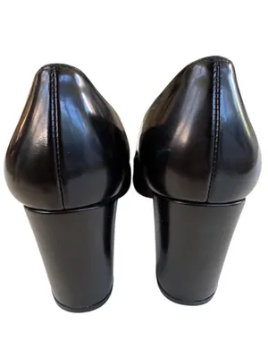 Like New Stuart Weitzman Leather Stuart 85 Block Heel Pumps Black Size 7 thumbnail 5
