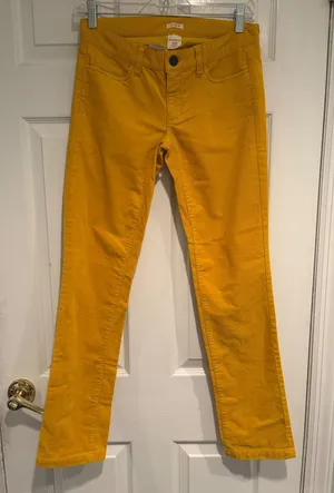 J.Crew Factory Matchstick Corduroy Pants Mustard Yellow 24S Style 17397 NWT thumbnail 1