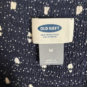 Old Navy Navy Blue Polka Dot Smocked Mini Dress Size M thumbnail 2