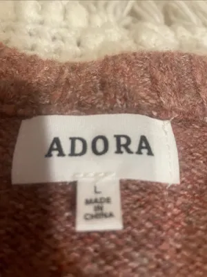 ADORA Rose Pink Chevron Crewneck Sweater with Mint Accents thumbnail 3