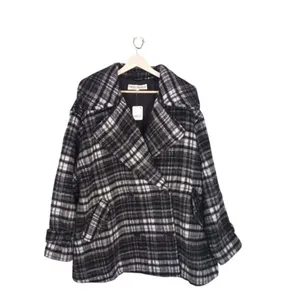 Free People Oversized Plaid Peacoat Womens L NWT Wool Blend Fall Coat thumbnail 2