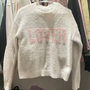 White & pink Oak + Meadow "LOVER" sweater thumbnail 1