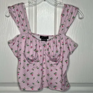 Hot Topic Sweet Society Pink Roses Top Size L Tank Top Cropped thumbnail 10