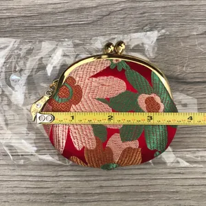 New Taiwan Gamaguchi Small Embroidered Coin Purse Pouch with Floral Embroidery thumbnail 5