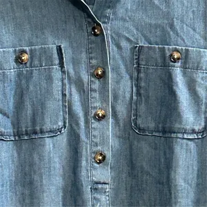 Ann Taylor LOFT Women's M Blue Denim Long Sleeve Tunic‎ Dress Short Side Pockets thumbnail 7