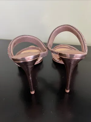 Steve Madden Rose Gold Crystal Strap Camina Slide Heels thumbnail 6