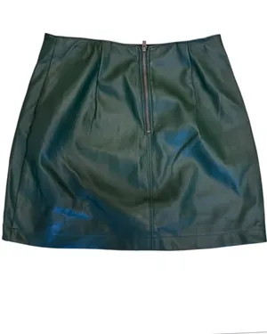 Hollister Dark Green Vegan Leather Mini Skirt High Waisted M thumbnail 3