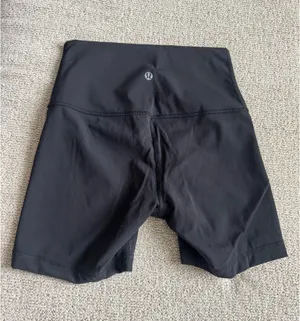 Lululemon Black Biker Shorts with High-Waist & Fold Over Low-Waist Logo thumbnail 2