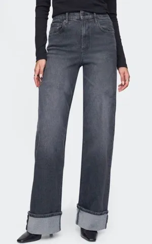 GAP High Rise Stride Fast Stride Black Cuffed Jeans Women’s Size 6 Short thumbnail 1