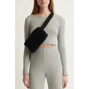 Skin Andreea Ali 0 XS Crop Top Gray Organic‎ Pima Cotton Ribbed Long Sleeve NWT thumbnail 6