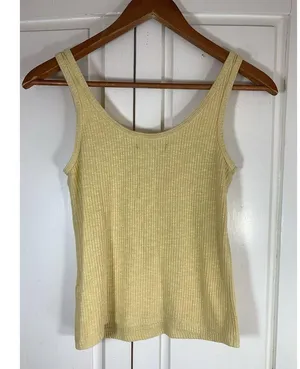 Abercrombie Tank Top Women Small Yellow Stretch Sleeveless Henley Preppy thumbnail 2