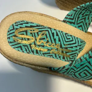 Sbicca Vintage Collection Kelli Turquoise‎ Geometric Espadrille Wedge Sandals 9 thumbnail 10