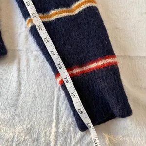 Forever 21 Striped Faux Fur Sweater Women's M Navy Fall Normcore Indie Retro Y2K thumbnail 5