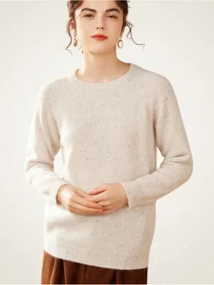 LOFT Cream Speckled Crewneck Sweater thumbnail 1