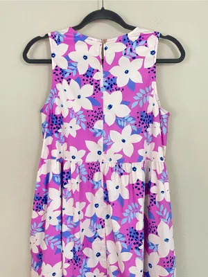Easel‎ Purple Floral Sleeveless Tiered Poplin Midi Dress S Tropical Resortwear thumbnail 9