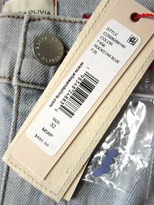 NWT Alice + Olivia Amazing Baggy in Rockstar Blue Rhinestone Wide Leg Jeans 32 thumbnail 6