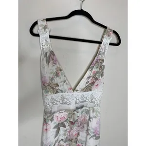 Majorelle Floral Romantic Maxi Dress Bridal Fairy Sz Medium Cream Pink Green thumbnail 8