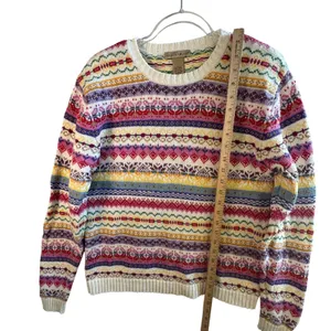Mountain Lake Fair Isle Sweater Knit L Cottagecore Nordic‎ Grandpa Cozy Boho thumbnail 6