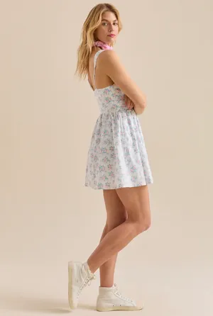 White And Pink Isa Floral Mini Dress Size Small thumbnail 7