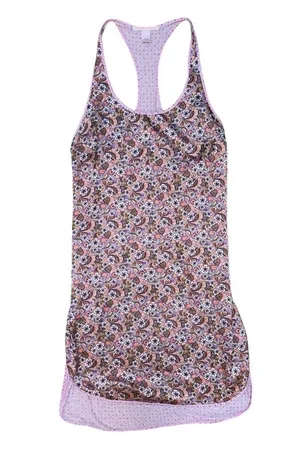 Victoria’s Secret pink brown floral tank dress women’s size medium thumbnail 1