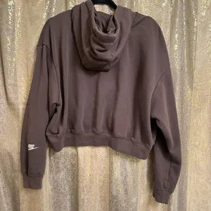 Nike Women's Sportswear Club Fleece Oversized Cropped Hoodie Brown Large thumbnail 2