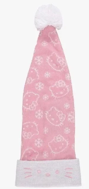 Hello Kitty Pink Face Snowflake Holiday Santa Hat NEW Adult One Size thumbnail 1