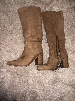 Women's Brown Suede Mid-Calf Block Heel Boots size 6 thumbnail 8