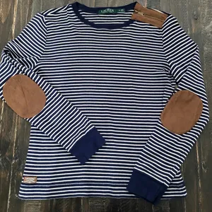 Lauren Ralph Lauren Striped Long Sleeve Shirt With Logo Size Medium thumbnail 1