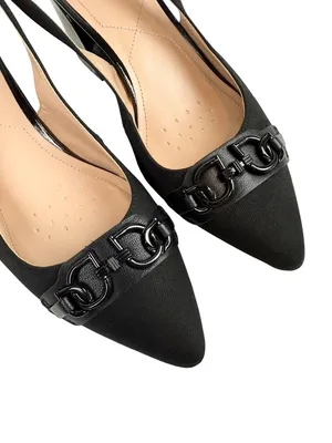 NYDJ Sanya Slingback Point‎ Toe Heels Blacklast Denim Black Buckle Size 9 thumbnail 8