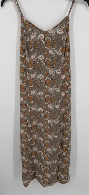 Wallflower Brown Floral Sun Dress Maxi Spaghetti Strap Medium Front Slit Boho thumbnail 1