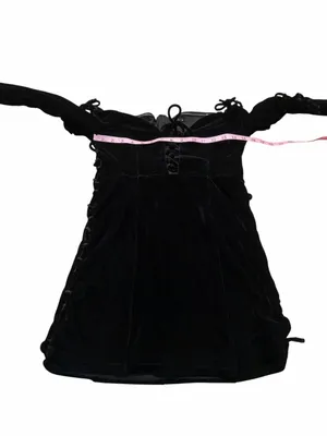 NBD black lace up Olivia velvet dress thumbnail 4