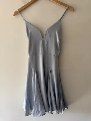 NEW!! Lulus A Dream Come True Light Blue Satin‎ Mini Dress thumbnail 2