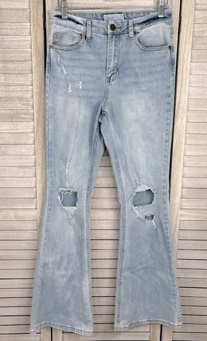 BAN.JARA Distressed/Ripped Flare Leg Light Wash Jeans-7 thumbnail 1