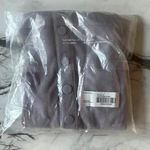 NWT Outdoor Voices Cozy Rib Cropped Cardigan Lavender XS thumbnail 3