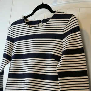 Banana Republic Womens 3/4 Sleeve Navy White Striped Ottoman‎ Rib Sheath Dress 2 thumbnail 5