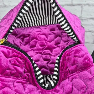 Luv Betsey Johnson Magenta Velvet Quilted Star Mini Backpack Hot Pink Y2K Purse thumbnail 8