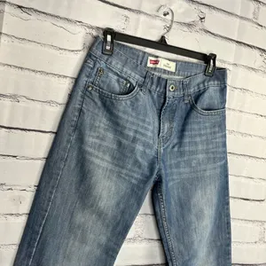 Levi's 514 Blue Straight Leg Jeans Classic SZ 29/29 Bootcut Distressed High Rise thumbnail 3