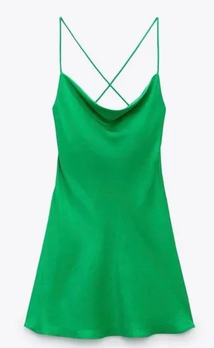 ZARA dress mini satin lingerie style Green Party coctail wedding nigdy out thumbnail 10