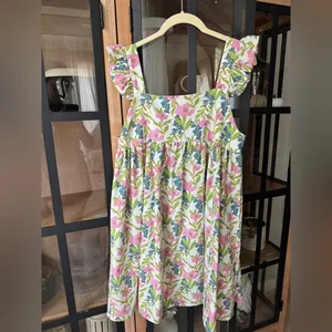Tuckernuck Linen floral block print babydoll mini dress ruffle pyjama square neck flutter thumbnail 11