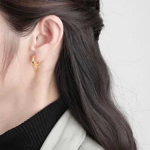 18K Gold Plated Tassel Chain Dangle Drop Earrings for Women thumbnail 3