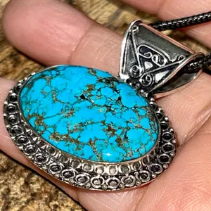 Blue Hubei Turquoise Pendant 1 1/2” thumbnail 8