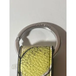 Coach Trigger Snap Keychain Yellow Lemon Leather Silver Hardware NYC thumbnail 6