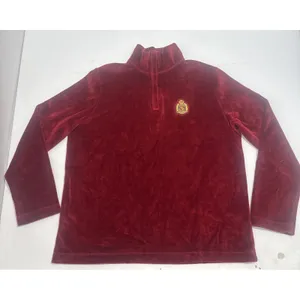 Vintage Ralph Lauren Velour Quarter Zip Sweatshirt Pullover Red Women's Size P/S thumbnail 13