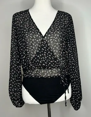 Forever 21- Black Floral Body Suit thumbnail 1