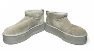 UGG Classic Ultra Mini Platform Booties Women’s 11 Gray Suede Sheepskin 1135092 thumbnail 5